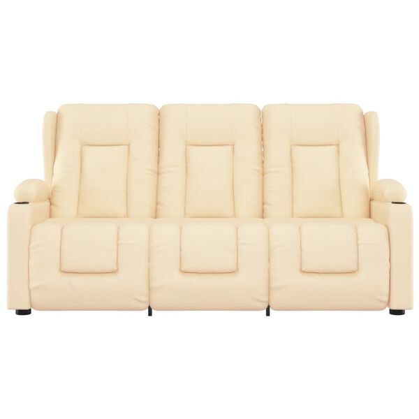 vidaXL Masažni trosed z držali za skodelico krem iz umetnega usnja