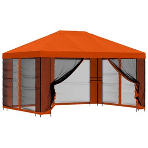 vidaXL Vrtni gazebo s stranskimi stenami 4 &times; 3 m Oranžna