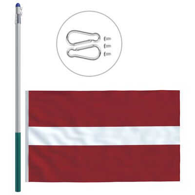 vidaXL Zastava Latvije in aluminijast zastavni drog 6 m