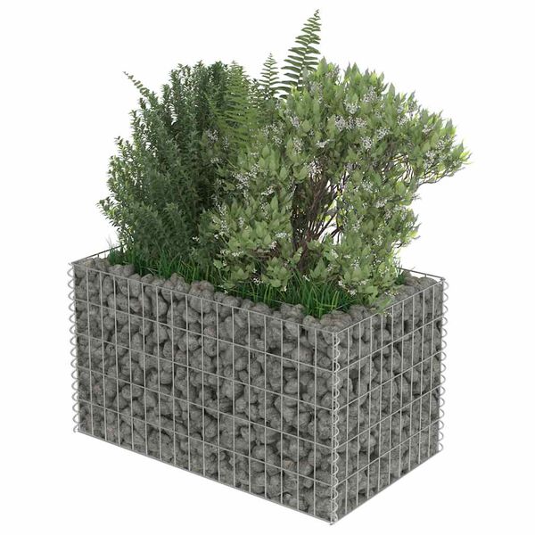 vidaXL Visoka greda gabion pocinkano jeklo 90x50x50 cm