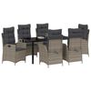 vidaXL Komplet za jedilnico v vrtu z blazino 7 pcs Siva poli ratan