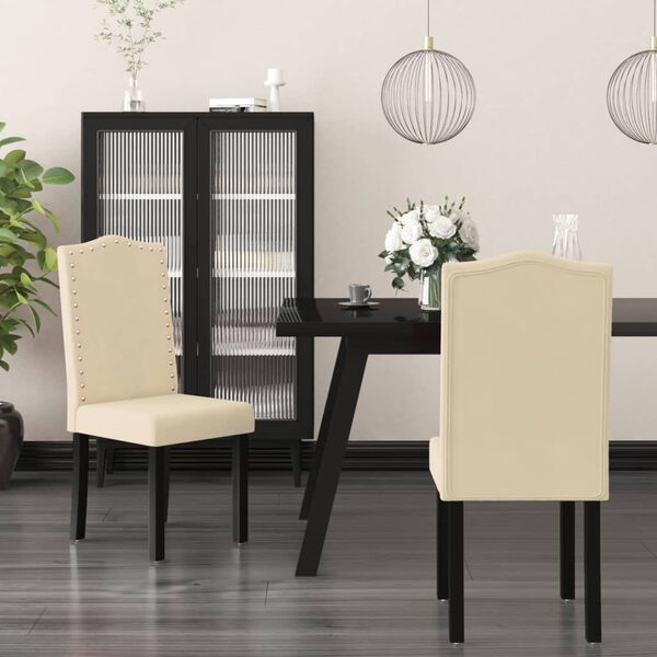 vidaXL Jedilni stoli 2 kosa krem žamet