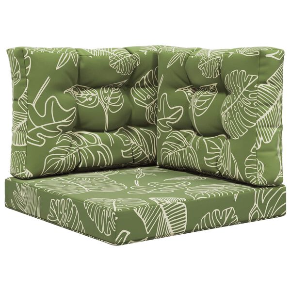 vidaXL Zunanja blazina za kavč 3 pcs Listnati dizajn Poliester