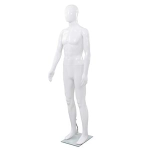 vidaXL Celotna mo&scaron;ka izložbena lutka s stekleno osnovo bela 185 cm