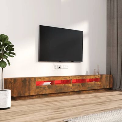 vidaXL Komplet TV omaric LED 3-delni dimljen hrast inženirski les