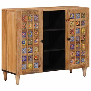 vidaXL Strani &scaron;al s polico Naravna 90 x 33,5 x 75 cm Masiven les manga