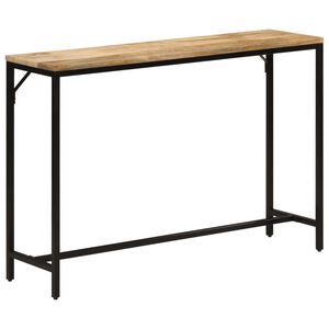 vidaXL Konzolna mizica 110x30x75 cm trd neobdelan mangov les in železo