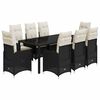 vidaXL Vrtna bistro garnitura 9-delna z blazinami črn poli ratan