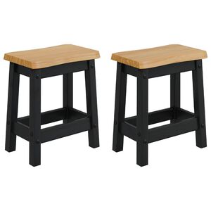VidaXL Barski stol EKAI 2 pcs Črna 40 x 29 x 45,5 cm Trdna borovina