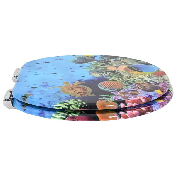 vidaXL Toaletni pokrov s tiho zaporo Temno morsko modra 44 x 38 cm