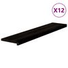 vidaXL Podloge za stopnice 12 kosov rjavo-črne 120x25x2 cm trdna hrastovina