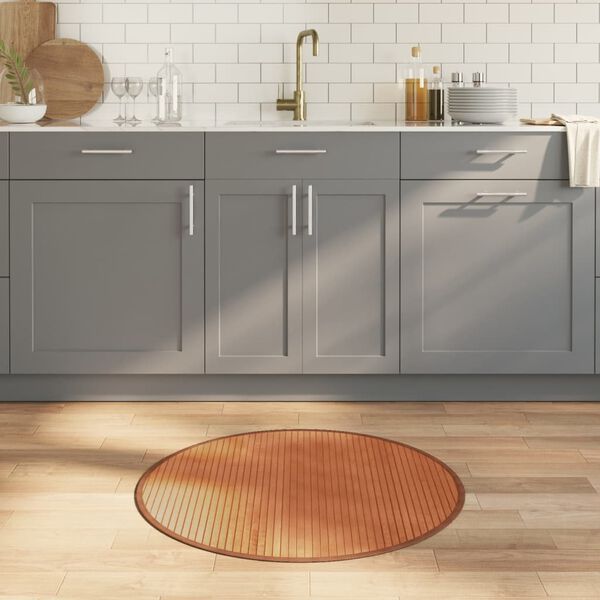 vidaXL Preproga okrogla rjava 80 cm bambus