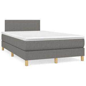 vidaXL Box spring postelja z vzmetnico temno siva 120x200 cm blago
