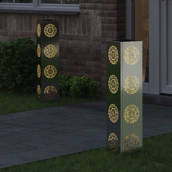 vidaXL Solarno LED svetilo za pot 2 pcs srebrna Cinkana Jeklina