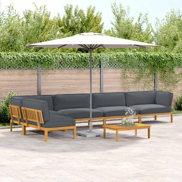 vidaXL Kavčna garnitura z blazino 6 pcs Antracit Masiven les akacije