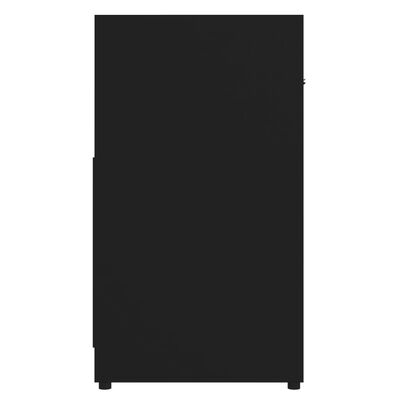 vidaXL Kopalniška omarica črna 60x33x61 cm iverna plošča