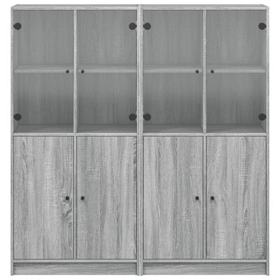vidaXL Knjižna omara z vrati siva sonoma 136x37x142 cm inženirski les