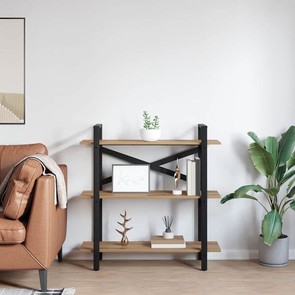 vidaXL Knjižna polica Umetni hrast 100 x 33,5 x 102 cm Konstruiran les