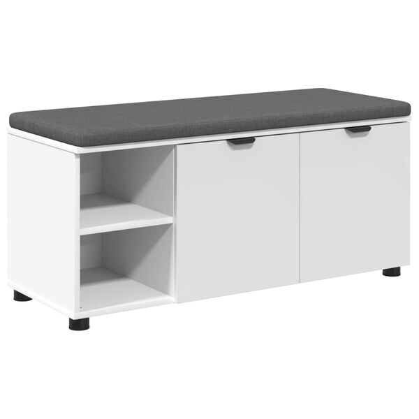 vidaXL Haldna klop Bela 100 x 38 x 46 cm Oblikovan Les in Tkanina