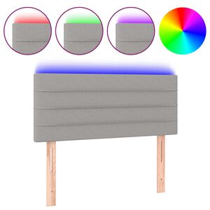 vidaXL LED posteljno vzglavje svetlo sivo 80x5x78/88 cm blago