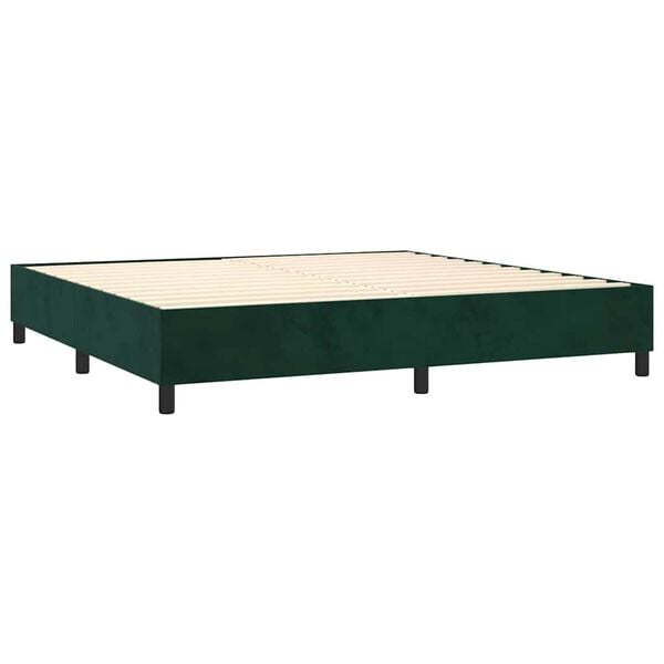 vidaXL Box spring postelja z vzmetnico temno zelena 200x200 cm žamet
