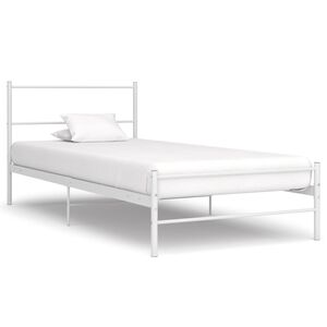 vidaXL Posteljni okvir bel kovinski 90x200 cm