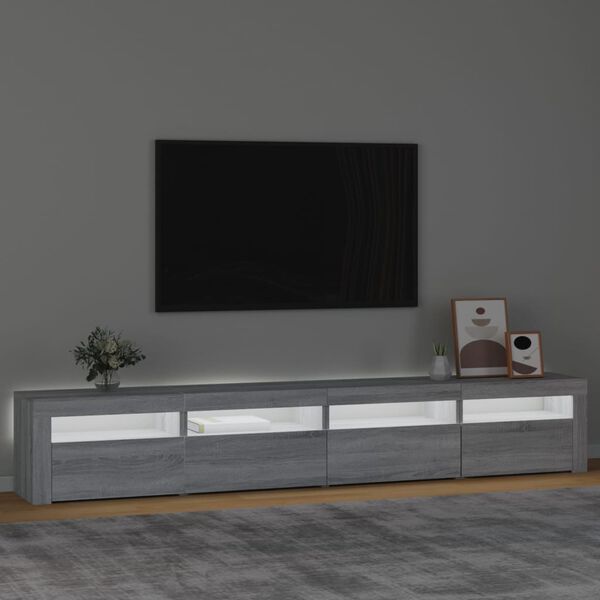 vidaXL TV omarica z LED lučkami siva sonoma 240x35x40 cm