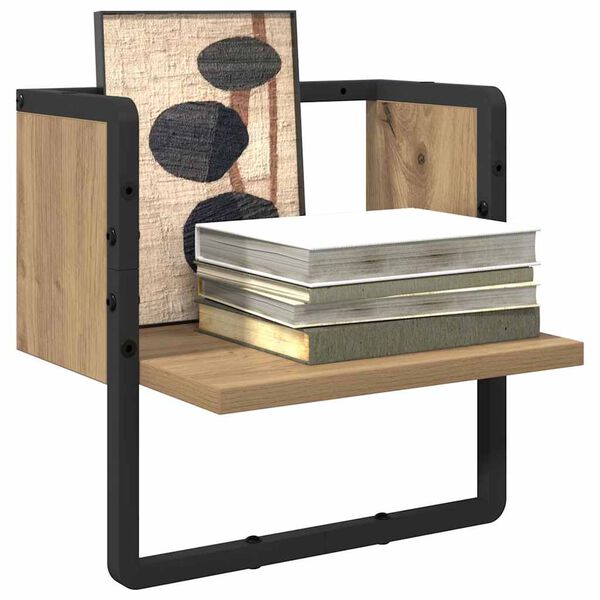 vidaXL Stenska polica s polico Oreh 30 x 25 x 30 cm Konstruiran les