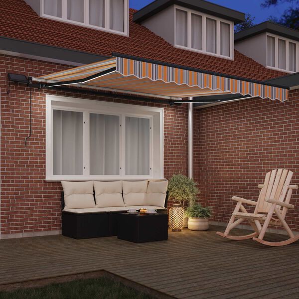 vidaXL Retraktilna tenda z LED lučmi večbarvno 300 x 250 cm blago