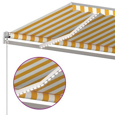 vidaXL Avtomatska tenda LED + senzor 5x3,5 m rumena in bela