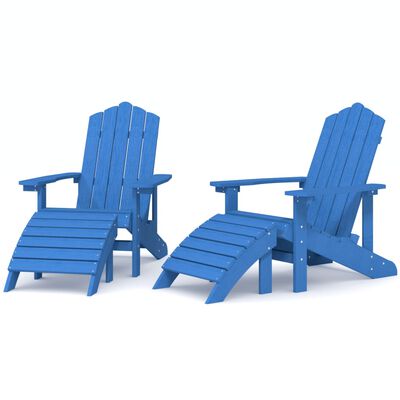 vidaXL Vrtni stoli Adirondack 2 kosa s stolčki za noge HDPE aqua modri