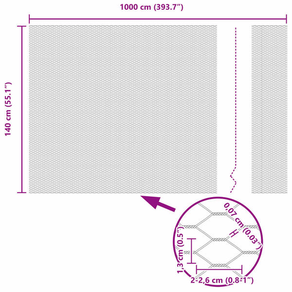 vidaXL Šesterokotna ograja Zelena 1.4 x 10 m Jeklo