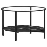 vidaXL Čajna mizica črna in črn marmor 70 cm kaljeno steklo