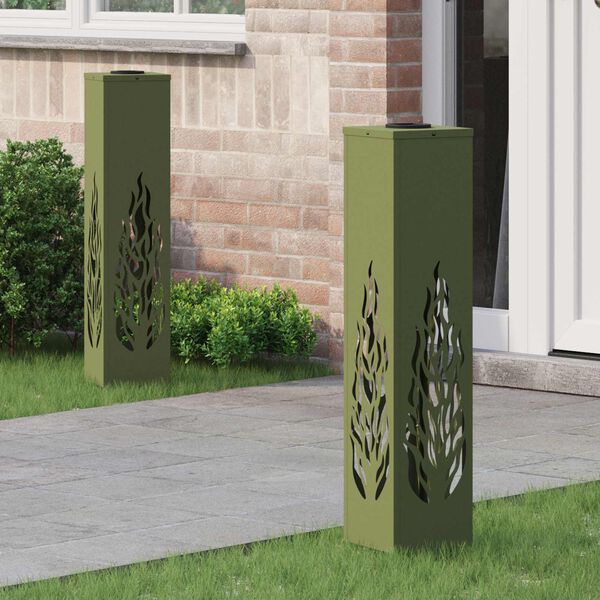 vidaXL Solarno LED svetilo za pot 2 pcs Oljčno zelena Medenina