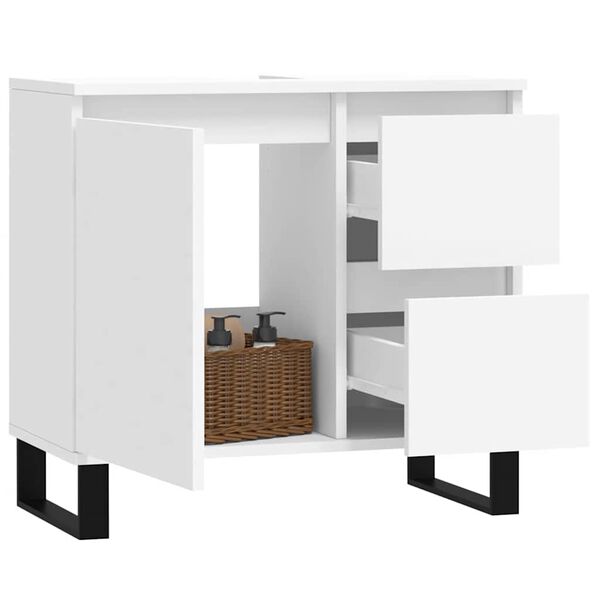 vidaXL Kopalniška omarica bela 65x33x60 cm inženirski les