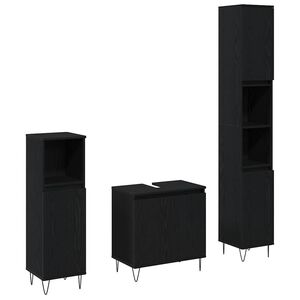 vidaXL Komplet pohi&scaron;tva za kopalnico z vrati 3 pcs Črna Orehovina