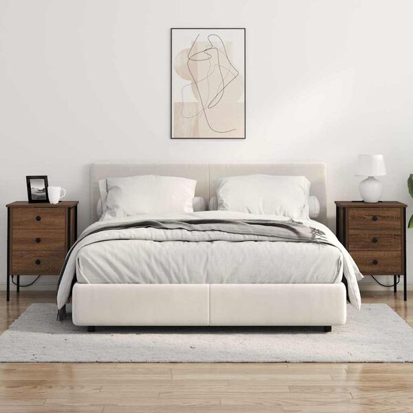 vidaXL Nočna omarica Rjav hrast 42 x 41 x 61 cm Konstruiran les