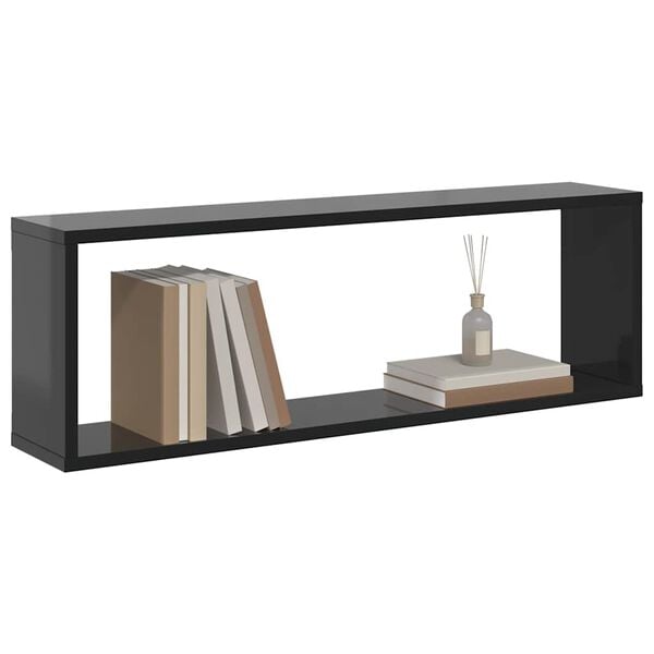 vidaXL Stenske police kockaste 2 kosa visok sijaj sive 80x15x26,5 cm