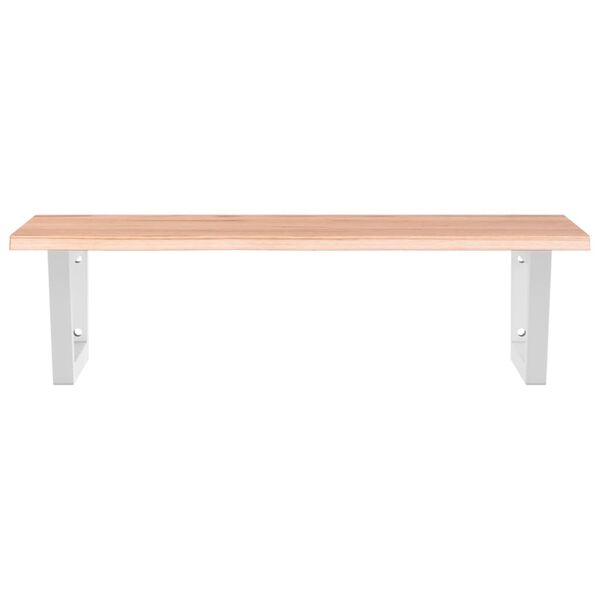 vidaXL Stenska polica za umivalnik jeklo in trdna hrastovina