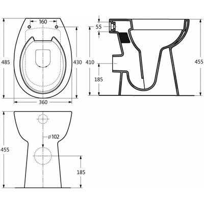 vidaXL Visoka WC školjka brez roba počasno zapiranje 7 cm višja bela