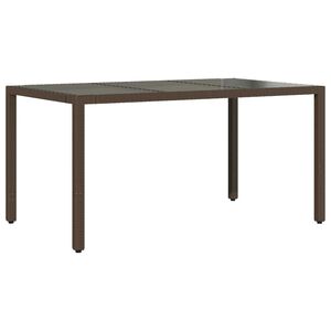 vidaXL Vrtna miza s stekleno plo&scaron;čo rjav 150x90x75 cm poli ratan