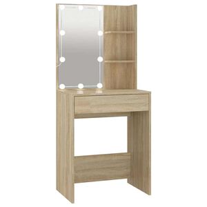 vidaXL Toaletna mizica z LED lučkami sonoma hrast 60x40x140 cm