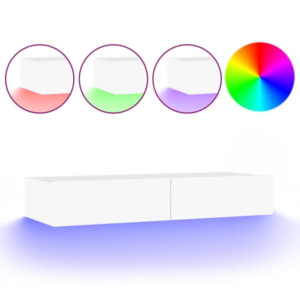 vidaXL TV omarica z LED lučkami bela 90x35x15,5 cm