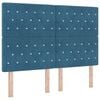 vidaXL LED Box Spring Postelja Temno modra 140 x 190 cm Žamet