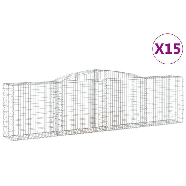 vidaXL Obokane gabion košare 15 kosi 400x50x100/120cm pocinkano železo