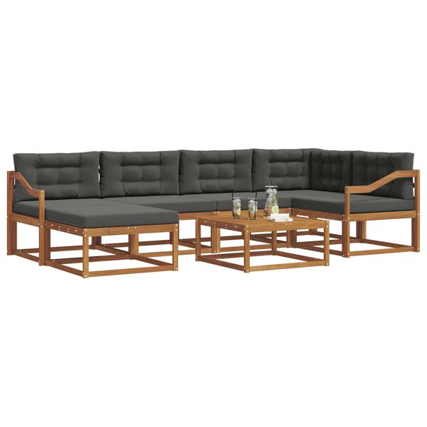 vidaXL Zunanja garnitura za sedenje 7 pcs Naravna in antracitna