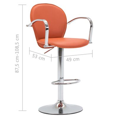 vidaXL Barski stolčki z naslonjali za roke 2 kosa oranžno umetno usnje