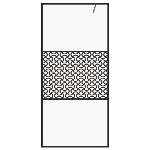 vidaXL Pregrada za tuš s prozornim ESG steklom 90x195 cm črna