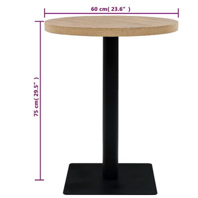 vidaXL Bistro miza mediapan in jeklo okrogla 60x75 cm barva hrasta