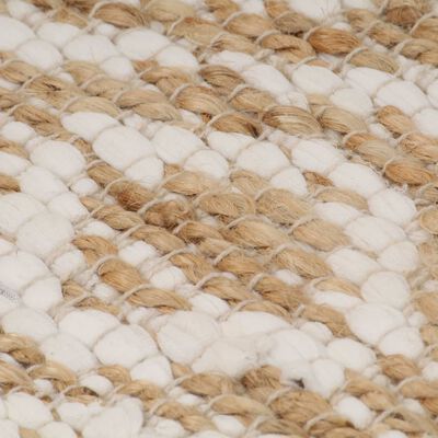 vidaXL Ročno pletena preproga iz jute 120x180 cm naravna in bela